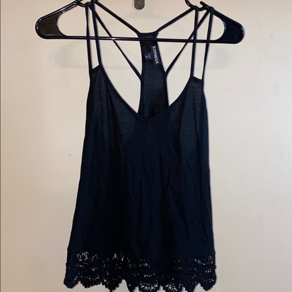 Express black lace bottom tank top